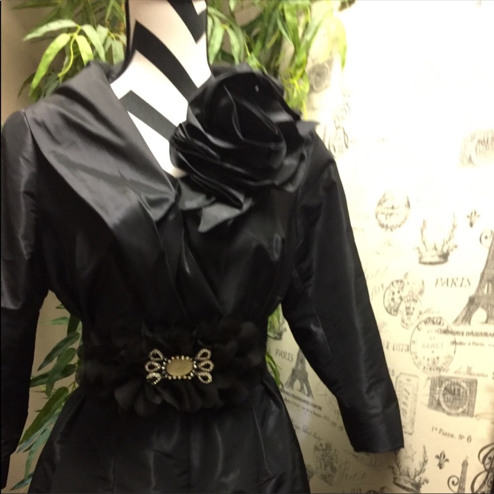 EUC BLACK SILK FORMAL DRESS - Picture 3 of 8